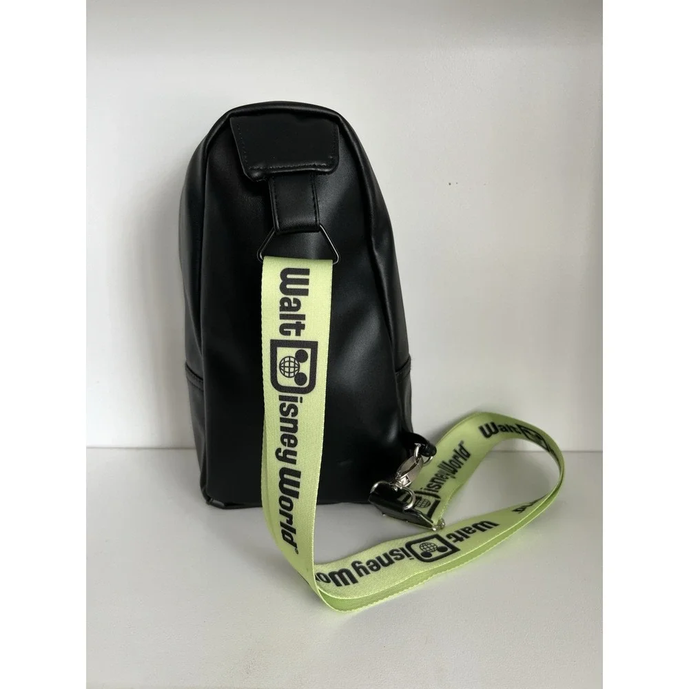 Disney Parks Walt‎ Disney World Sling Bag Backpack Black Neon Green Strap